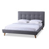 Baxton Studio Jonesy Mid-century Grey Upholstered King Size Platform Bed 120-6706